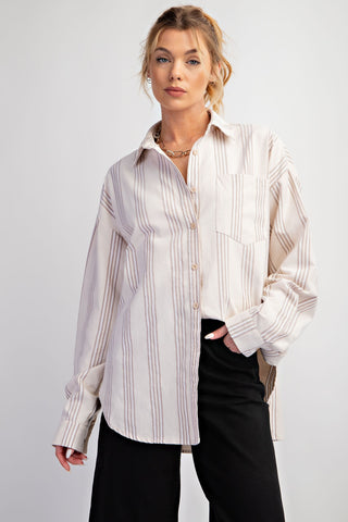 Savvy Curvy Stripe Button Down | JQ Clothing Co.