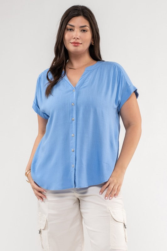 The Rolled Sleeve Woven Top