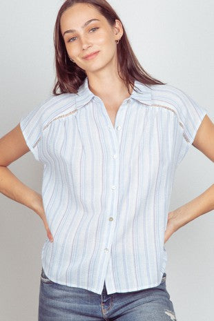 Curvy Cap Sleeve Stripe Top