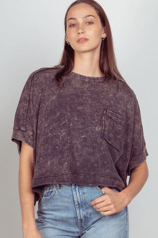 Oversized Washed Crop Comfy Knit Top