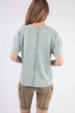 Short Sleeve Washed Knit Pocket Tee