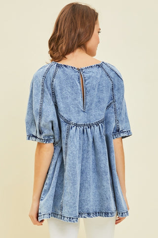 Timeless Tunic Denim Washed Top | JQ Clothing Co.