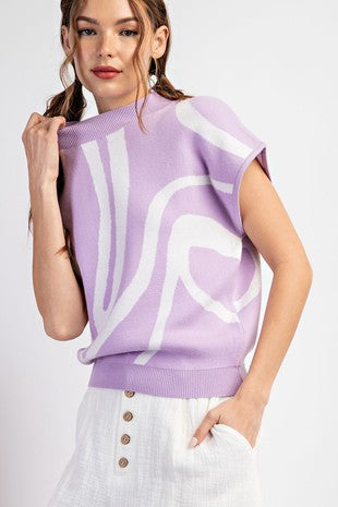 Swirl Printed Mock Neck Top