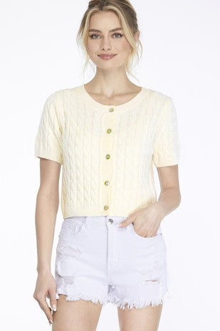 Cable Knit Button Up Top