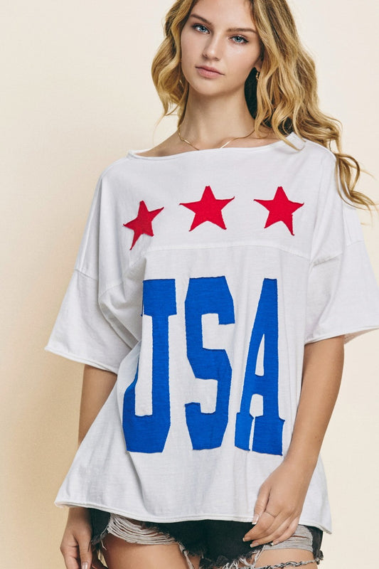 USA Lettering Star Print Sweatshirt | JQ Clothing Co.
