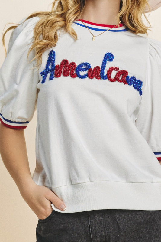 Americana Glitter Lettering Sweatshirts | JQ Clothing Co.