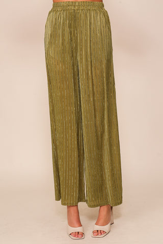 Flocked Striped Wide Leg Pant