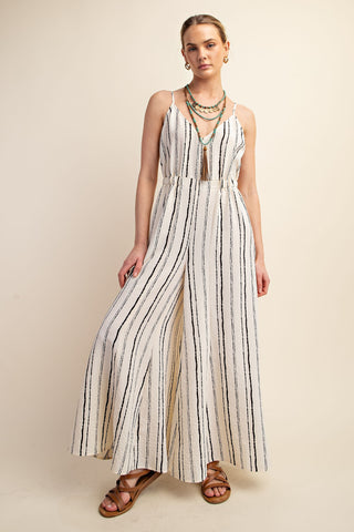 Striped Sleeveless Wide Leg Jumpsuit | JQ Clothing Co.