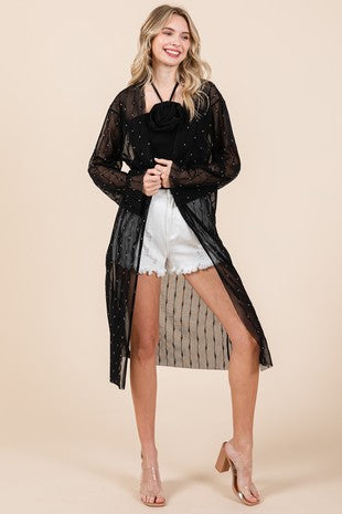 Mesh Long Cardigan