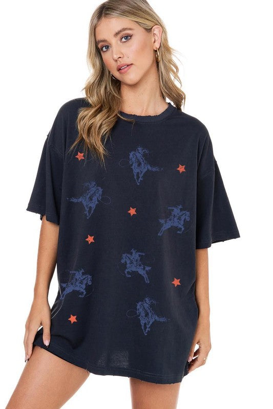 Cowboy Covered Vintage Oversized Graphic Tee | JQ Clothing Co.
