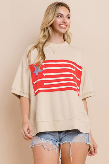 Retro Flag Print Top | JQ Clothing Co.