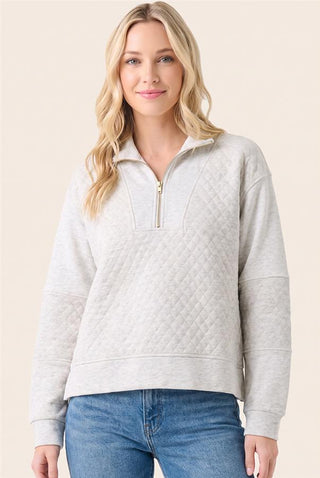 Heather Grey Quilted Terry Quarter-Zip Top