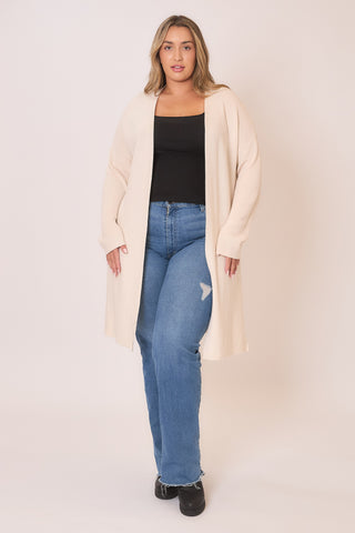 Knit Open Cardigan w/High Side Slits