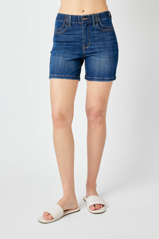 Judy Blue Corinne Curvy HW Mid Shorts