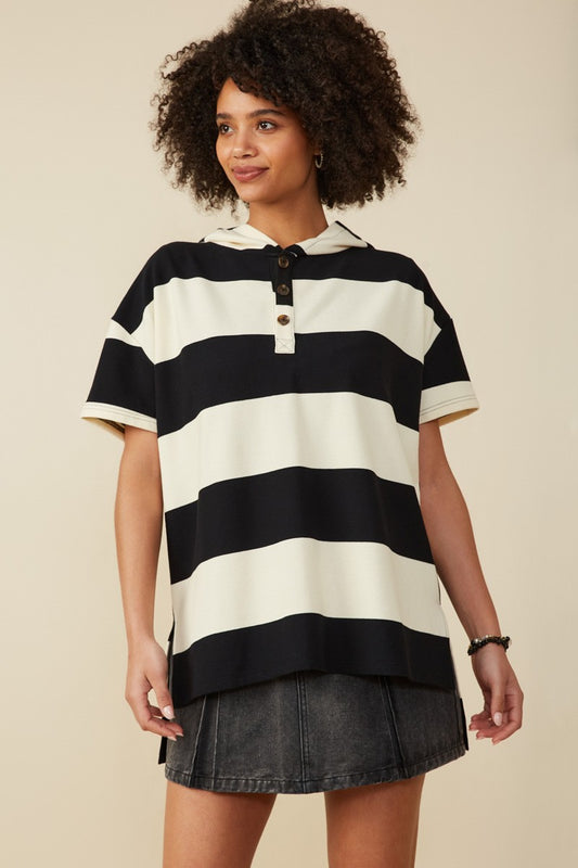 Block Striped Hooded Knit Tunic | JQ Clothing Co.
