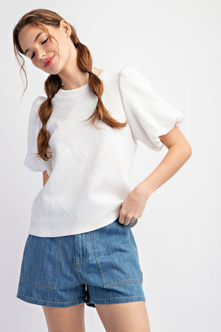 Textured Puff Sleeve Blouse | JQ Clothing Co.