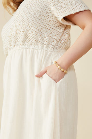 Curvy Crochet Mix Media Midi Dress