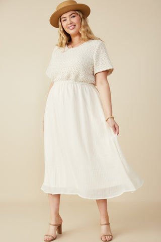 Curvy Crochet Mix Media Midi Dress
