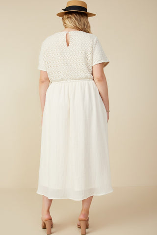 Curvy Crochet Mix Media Midi Dress