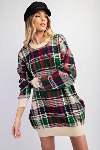 Cheery Checked Tunic Knit Dress | JQ Clothing Co.