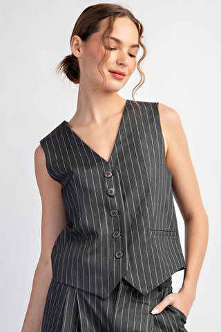 Polished Pinstriped Sleeveless Vest | JQ Clothing Co.