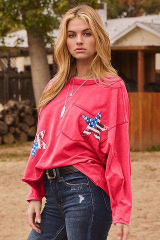 Flag Star Sequin Patch Top | JQ Clothing Co.