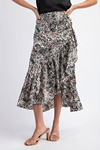 Mix Printed Ruffle Midi Skirt | JQ Clothing Co.