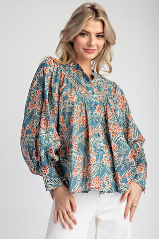 Retro Printed Button Down Blouse | JQ Clothing Co.