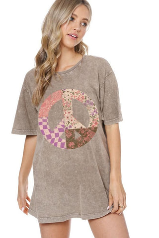 Boho Patchwork Peace Sign Tee | JQ Clothing Co.