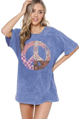 Boho Patchwork Peace Sign Tee | JQ Clothing Co.