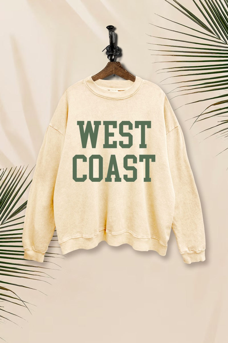 West Coast Graphic Mineral Wash Sweatshirt JQ Clothing