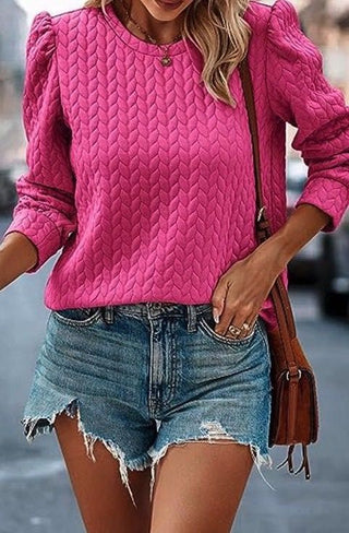 Exquisite Textured Crewneck Sweatshirt