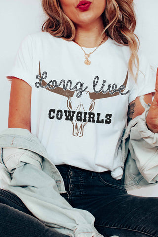 Longhorn Scull Long Live Cowgirls Tee | JQ Clothing Co.