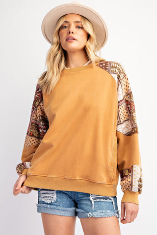 Camel Print Mix Terry Knit Top | JQ Clothing Co.