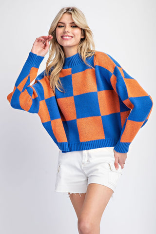 Checker Print Cropped Sweater | JQ Clothing Co.