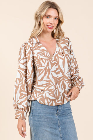 Abstract Leaf Print Blouse | JQ Clothing Co.