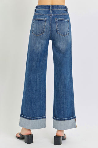 Risen TC HR Ankle Wide Cuffed Jeans