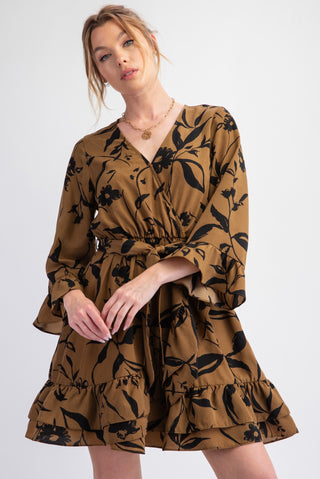 Printed Wool Peach Surplus Dress | JQ Clothing Co.