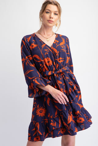 Printed Wool Peach Surplus Dress | JQ Clothing Co.