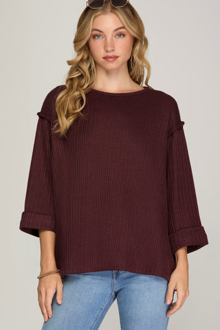 Faddish 3/4 Folded Sleeve Top | JQ Clothing Co.