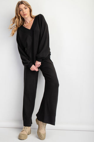 Black Brushed Hacci Pants | JQ Clothing Co.