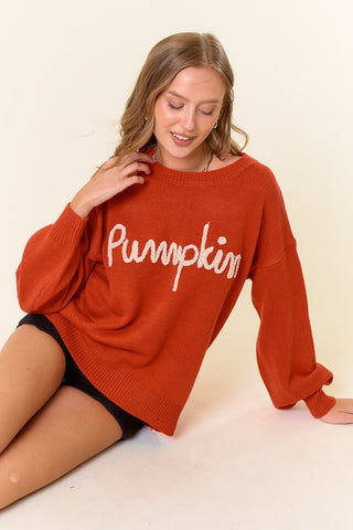 Pumpkin Embroidered Oversized Sweater | JQ Clothing Co.