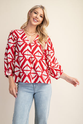 Bold Print V-Neck Blouse | JQ Clothing Co.