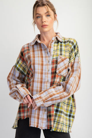 Plaid Mix Button Down Shacket | JQ Clothing Co.