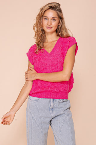 Edgy Fuchsia Flower Fleece Vest | JQ Clothing Co.