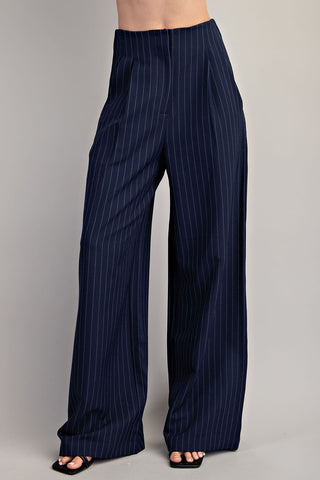 Navy Striped High Waist Pants | JQ Clothing Co.