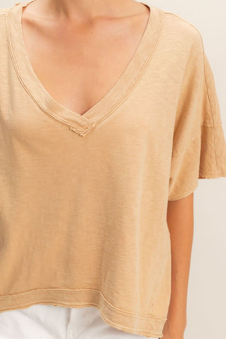 Oversized V-neck SS Top