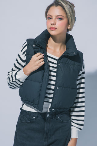 High Neck Cropped Puffer Vest