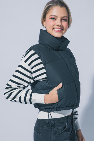 High Neck Cropped Puffer Vest
