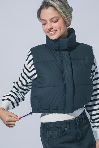 High Neck Cropped Puffer Vest